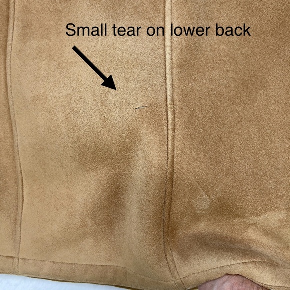 Talbots Women's Faux Shearling Jacket Tan Cream/ Off White Trim Size Large - Picture 11 of 14